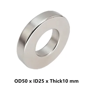 N52 NdFeB Magnetický Prsteň OD 50x25x10 mm Dia. Silný Neodýmu, Permanentné Magnety Vzácnych Zemín Magnet 50 mm x 25 mm x 10 mm  10