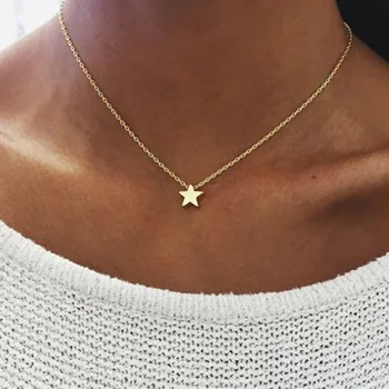 Nové Módne Jednoduché Pentagram Star Choker Príveskom Náhrdelník Šperky Lukostreľba Clavicle Collana Reťazca Náhrdelníky Pre Ženy Strany  10