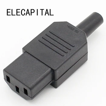 Nové Veľkoobchodné Ceny Black IEC 320 C13 Žena Plug Rewirable 3pin Konektor Napájania Zásuvka 10A /250V  10