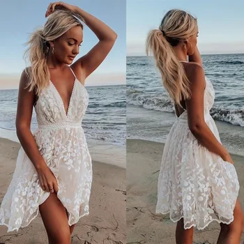 Nové dámske Šaty 2022 Elegantnej Čipky Dlhé Šaty tvaru Backless Biele Šaty, Sexy Šatka Party Šaty Beach Club  5