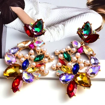 Nový Príchod Vintage Farebné Crystal Visieť Drop Náušnice Vysokej Kvality Módny Prívesok Kovové Šperky Príslušenstvo Pre Ženy  10
