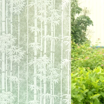 Okno Kryt Samolepiace Biele Bambusu Anti-UV Odolné Farebné Súkromné Dekoratívne Sklo Fólia Pre Domáce Kancelárie Reštaurácia, Obchod  5