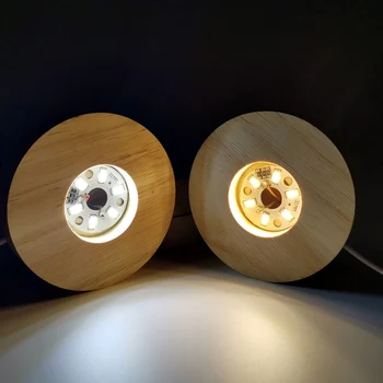 Pro Crystal Ball Nočné Osvetlenie, Drevený Základ USB Prepínač s LED Okrúhle Svetlo Base Ornament Domov Spálňa Ploche Miniatúrne  10