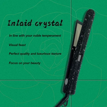Profesionálny Plochý Železa Hair Straightener PTC Bezpečne Vykurovanie 480℉ Bling Crystal Titan Vyrovnávanie Vlasov  5
