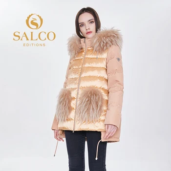 SALCO 2020 najnovšie horúce predaj prírodných zvieraciu srsť pearl bavlnená bunda, teplé zimné bundy  10