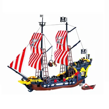 Stavebným Veľké Pirátskej Lode Lode Queen Anne ' s Revenge vlajková loď Imperial Karibskom Mori Vzdelávacie Tehly Hračka Chlapec Darček  10
