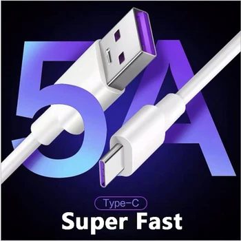 Super Rýchle Nabitie 5A Usb Typu C Kábel Pre Samsung Xiao Huawei P30 P40 P50 Mate 40 Mobilný Telefón Nabíjanie Kábel Drôt, Biely Kábel  10