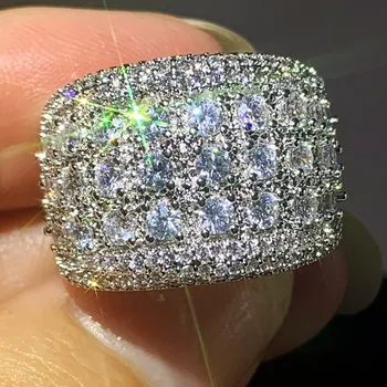 Super Úžasné Kvalitné Luxusné Šperky 925 Silver Vyplniť Pripraviť 5A Cubic Zirconia Sľub Svadobné Prst Prsteň pre Ženy Darček  5