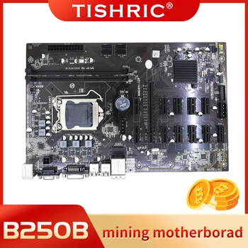 TISHRIC B250 BTC 12-Port PCIE Ťažba základnej Doske na SATA rozhranie USB 3.0, VGA, DVI LGA 1151 DDR4 Grafická Karta Bitcoin BTC ETH Baník  10