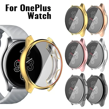 TPU Ochranné puzdro Pre Oneplus Sledovať Smartwatch elektrolyticky pokrývajú Kovový Lesk proti Poškriabaniu Kryt Plášťa Rám Príslušenstvo  10