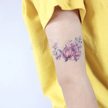 Tetovanie Nálepky Body Art ružový kvet atrament rastlín rose Malý Prvok strane Vody Prevod Dočasného Falošné tatto pre chlapec dievča chlapec  4
