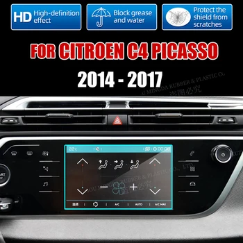 Tvrdené Sklo Film Pre Citroen C4 Picasso 2014-2017 Auta GPS Navigácie HD Jasné Media Touch Screen Protector  5