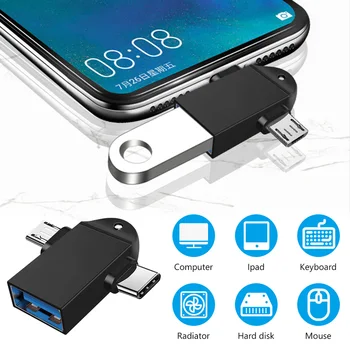 Typ C USB Adaptér USB 3.0 OTG Kábel 2 V 1, Micro USB OTG Converter Pre Xiao Jeden Plus Nexus 6P Pre Android Telefónu  10