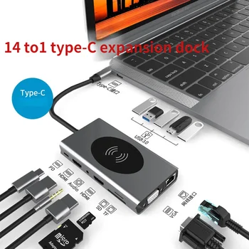 USB C Hub Typ C pre MacBook Pro Air USB C Rozdeliť Na Dual HDMI USB 3.0 Adapter 14 V 1 Typ C Hub Base  5
