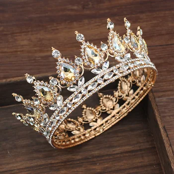 Vintage Svadba Kráľovnej Kráľ Tiaras a Koruny, Svadobné Hlavu Šperky Príslušenstvo Ženy diadem Sprievod Headpiece Nevesta Vlasy Ornament  5