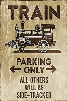Vlak Parkovanie Len Vintage Retro Štýl Tin Prihlásiť  10