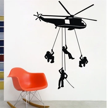Vrtuľník Samolepky na Stenu Deti Chlapcov Spálňa Decor 4 Armády Vojaka nástenná maľba Deti stenu spálne dekor  0