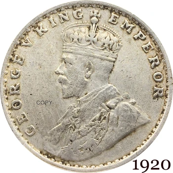 Východná India Britské 1920 1 Jeden Rupia KING George V CISÁR Cupronickel Pozlátené Striebro Kópiu Mince Smerom Doľava Korunované Hlavy Replika C  10