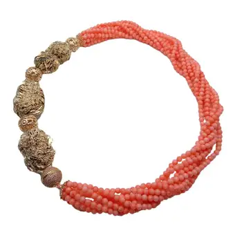 Y. YING 8 prameňov orange Coral Pozlátené Desert Rose Hrubý, Surový Asymetrický Náhrdelník 23