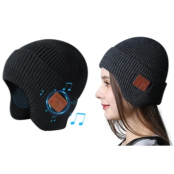 Zimné Vetru Hudba Spp 5.0 Bluetooth-Kompatibilné Stereo Slúchadlá Hudbu Klobúk Ucho, Ktoré Pokrývajú Headset Čiapočku Pokrývku Hlavy  5