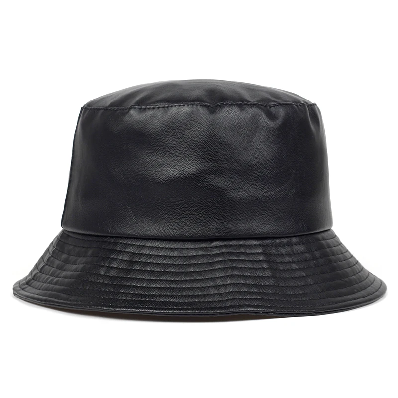 2020 nové vedierko hat faux kožené vedro klobúky PU bavlna pevné top pánskej a dámskej módy vedro spp Panama rybár čiapky