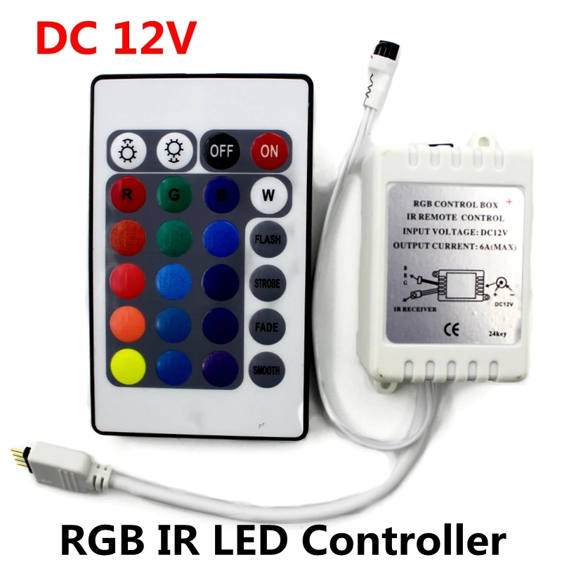 DC 12V RGB IR Diaľkového ovládača, 24 Tlačidiel LED Driver Stmievač Pre LED Pásy svetla SMD 2835/3528/5050/5730/5630/3014