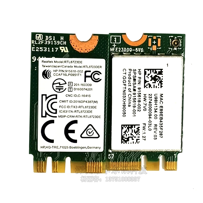 Sieťová Karta Realtek RTL8723DE 300M NGFF M. 2 Bluetooth 4.0 Wireless Kartu Pre DELL, HP, Samsung, Acer SPS 915619-001 915618-002