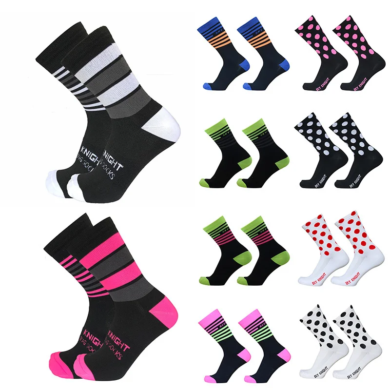 Skyknight Profesionálne Priedušná Unisex Cyklistické Ponožky S Farebné Pruhy Pre Beh