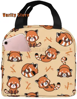 Červená Panda Tepelnej Obed Taška Izolované Piknik Box pre Ženy, Dievčatá Umývateľný a Opakovane použiteľné Tote Bag  4