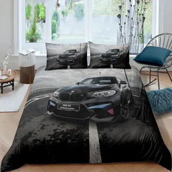 Športové Auto Perinu Nastaviť Luxusný Vysoko Kvalitný 3D Vytlačené posteľná bielizeň 2/3ks Dvojité Kráľovná Kráľ Obliečky Dospelí Chlapci bytový Textil  10